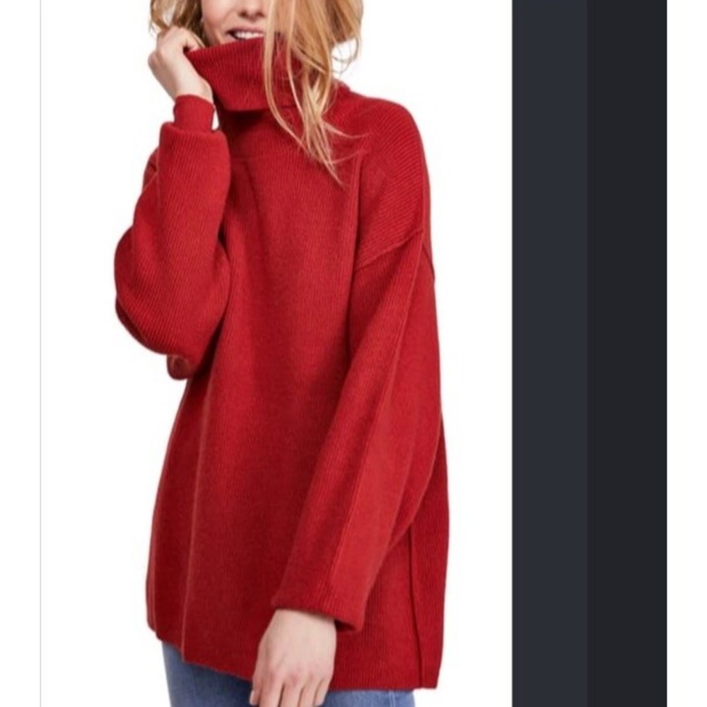 Free People Softly Structured Tunic Size S Knit Oversized Sweater Burnt Orange